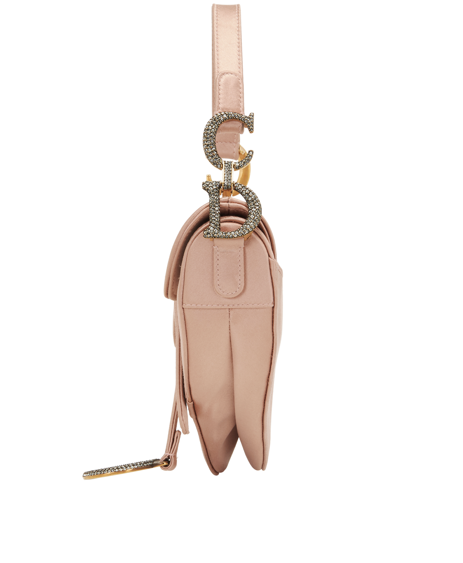 Mini Saddle Crystals, &pound;1,800, Handbags, Pink, Crystal/Satin, Bottom view